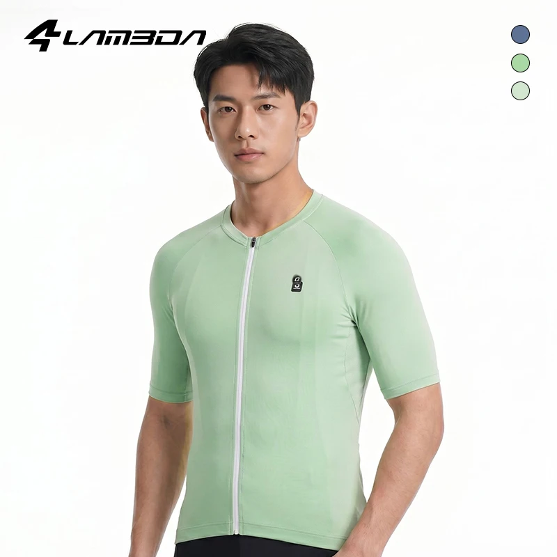 LAMEDA Summer Cycling Jersey Men's Short Sleeve Solid Colour Breathable Road Cycling Clothing Full Zip Outdoor Cycling Shirt