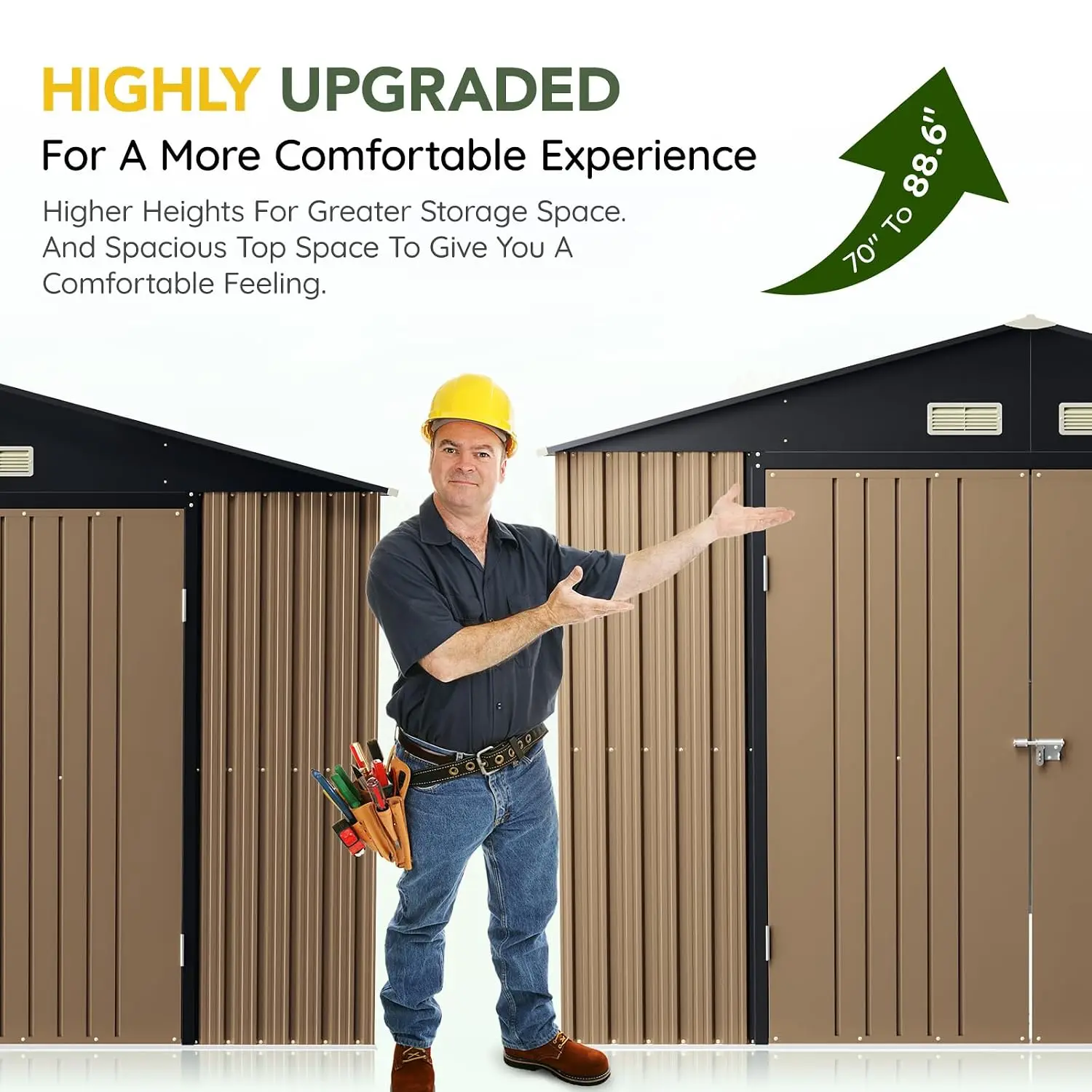 Outdoor Steel Storage Shed 10x12ft Weatherproof Garden Tool House Backyard Organizer, Customized