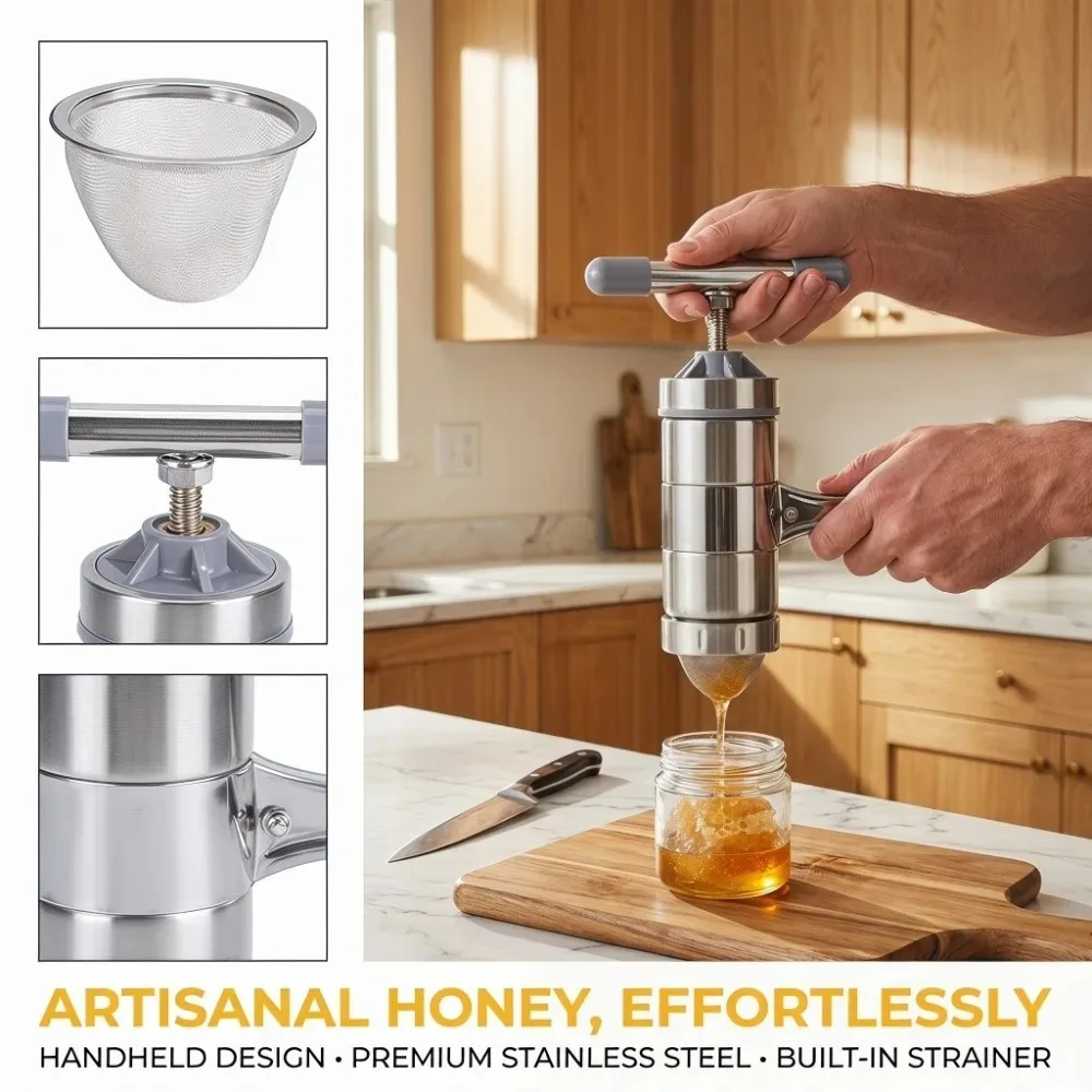 Stainless Steel Portable Honey Extractor Portable Durable Stainless Steel Honey Press Manual Honey Presser Beekeeping.