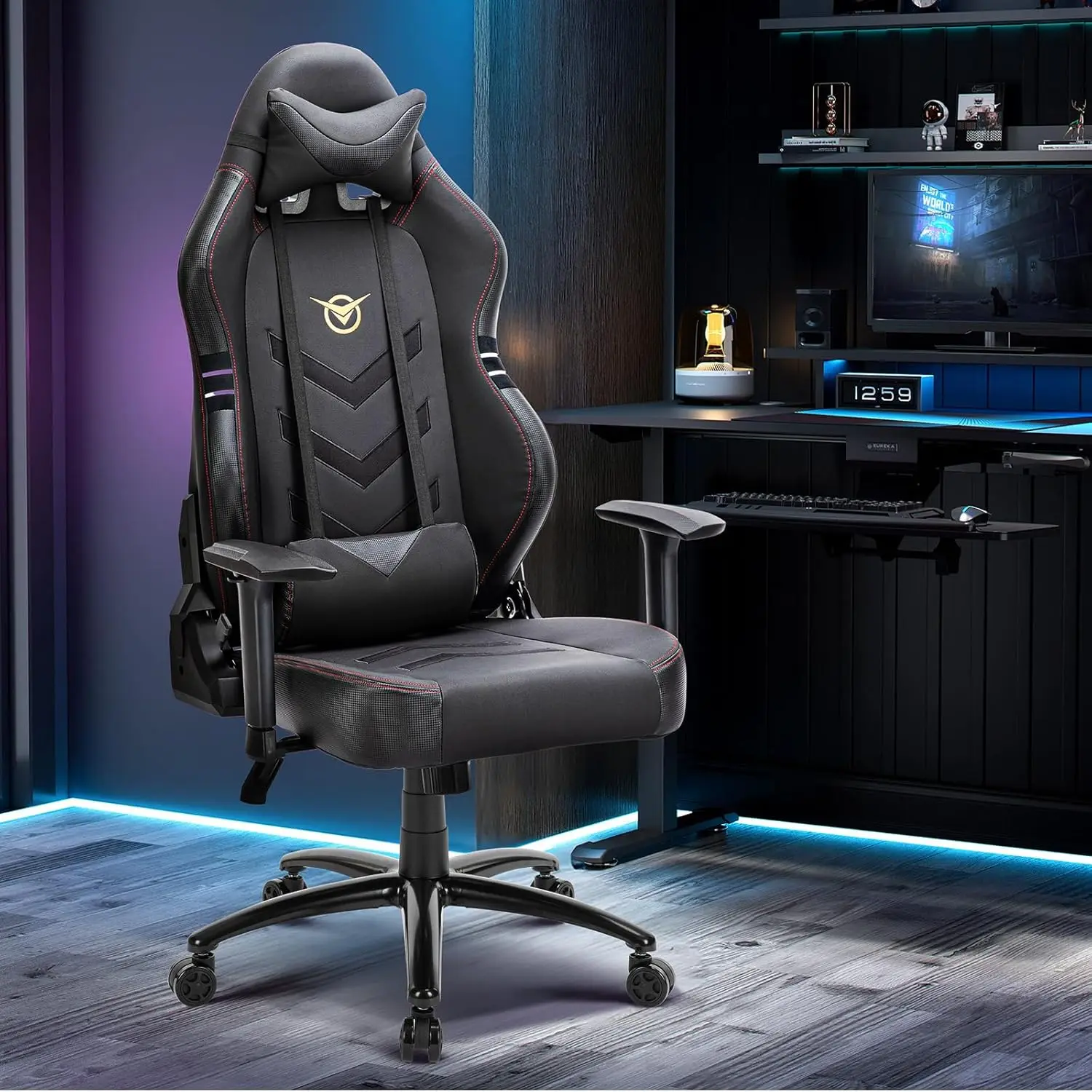 Big And Tall Gaming Chair 350Lbs-Racing Style Computer Gamer Chair,Ergonomic Desk Office Pc Chair With Wide Seat, Reclining