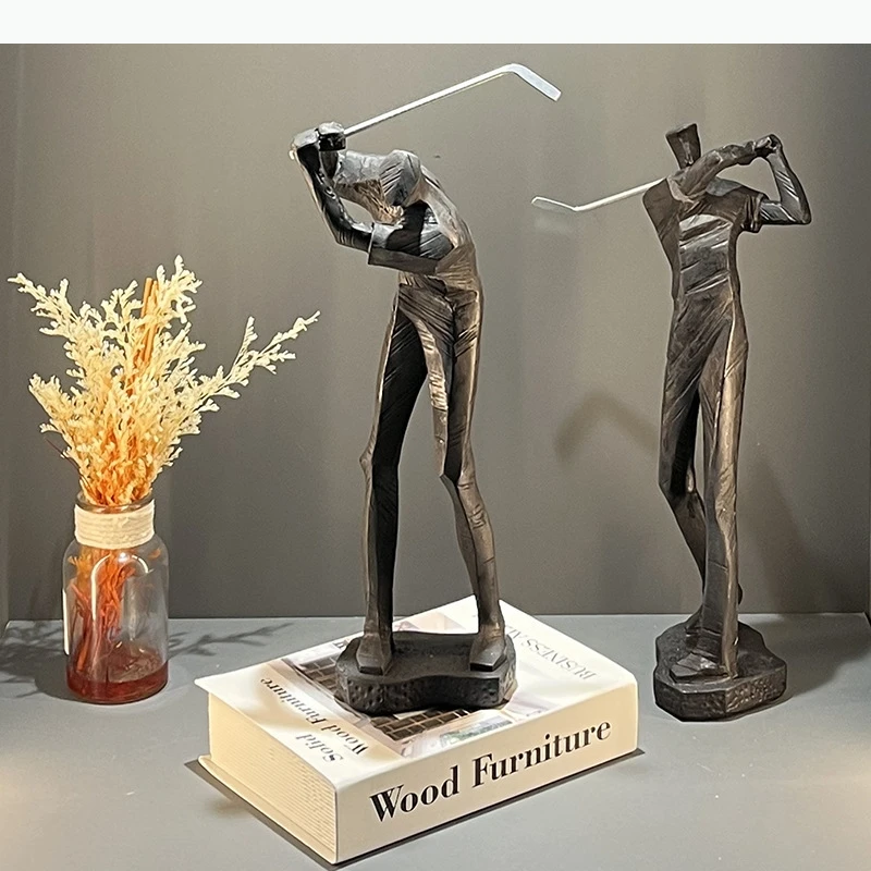 Minimalism Golfer Figures Statue Desk Decoration Ornaments Golfer Character Resins Sculpture Room Aesthetic Decor