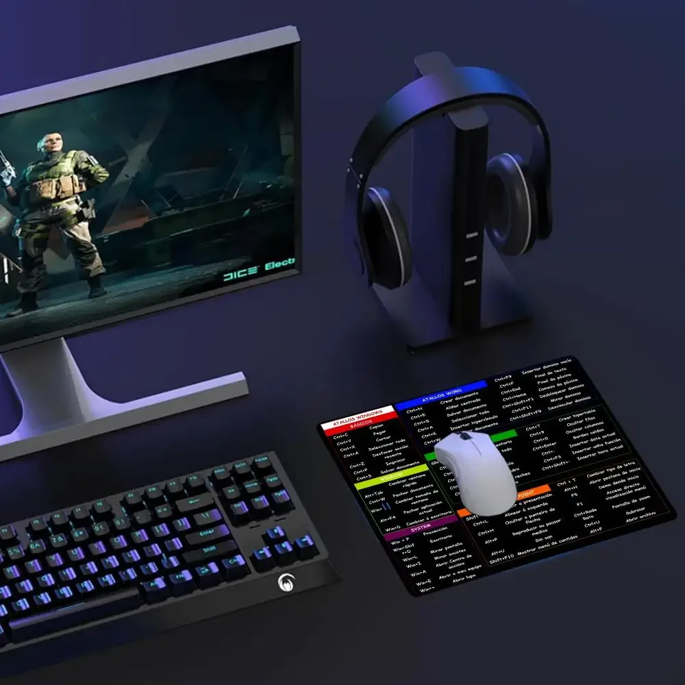 แผ่นรองเมาส์ขนาดเล็ก Quick Selection คีย์บอร์ด สเปน โปรตุเกส ภาษาอังกฤษ EXL Windows Office MousePad ปุ่มกด แผ่นรองยางกันลื่นพื้นฐาน