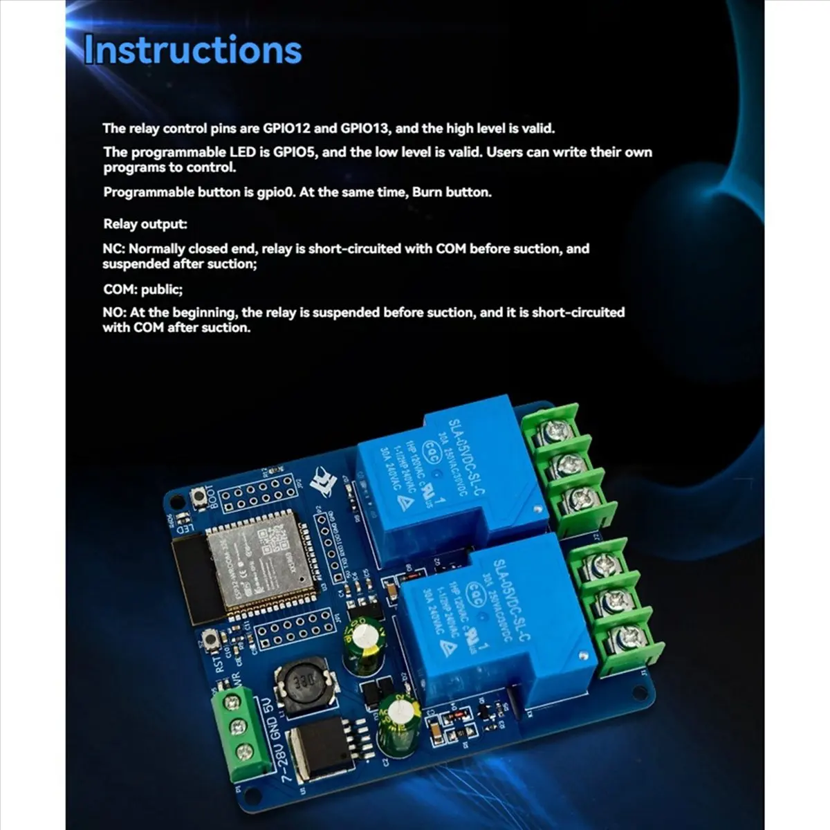 

Модуль Wi-Fi реле ABLP 2X 2-канальный 30А ESP32-WROOM-32E для умного дома, беспроводное управление, DC7-28/5В