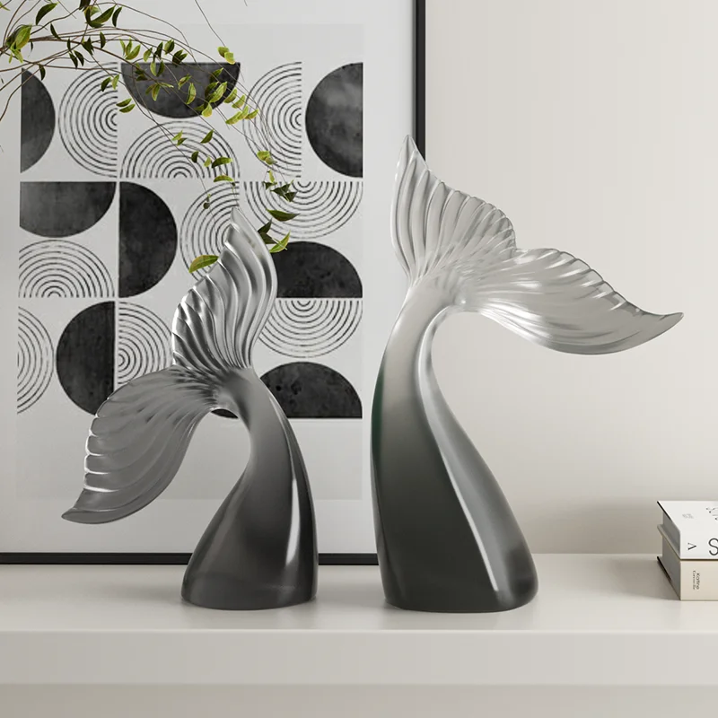 #Transparent Fish Tail Art Crafts Decoration, Modern Style, TV Cabinet, Wine Cabinet, Office Model Room, Home Decoration
