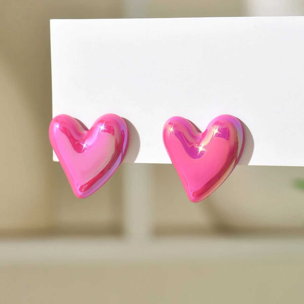 Shine Cute marine Heart Earrings New Trend Boho atomic Love Heart Stud Earrings Fashion Jewelry For Women