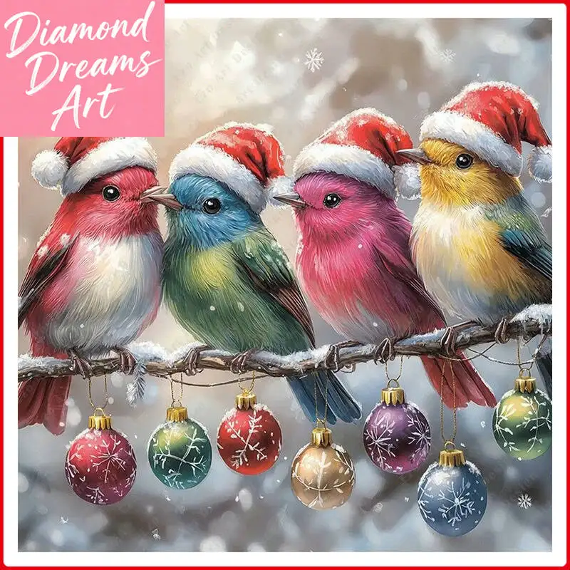 Frameless, Birds Branches Diamond Painting 5D DIY Full Square Round Drill Bell Embroidery Handmade Gift Wall Decor