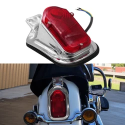 12V Motorcycle Tombstone Brake Tail Light Signal Chrome Red For Harley Choppers Cruisers