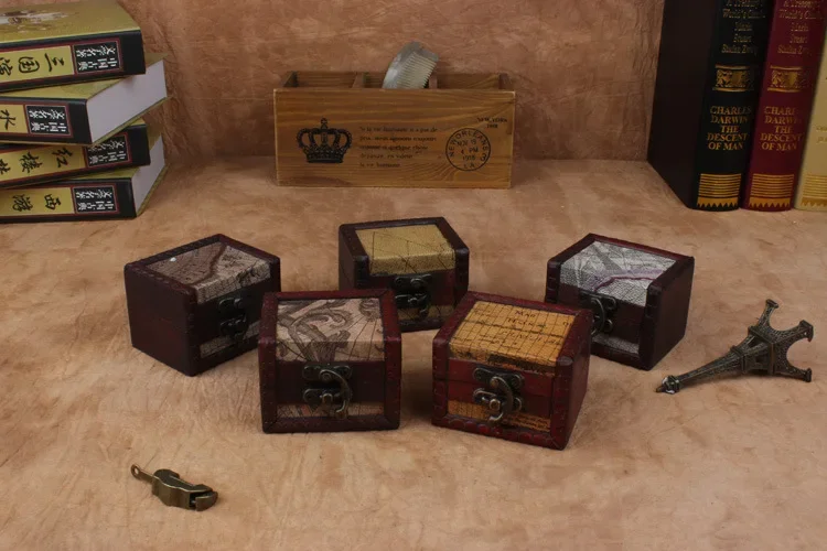 

Retro Storage Box Jewelry Wood Wooden Lock Catch Organizers Vintage Gifts Container Sundries Organizer Storage Boxes NA 005