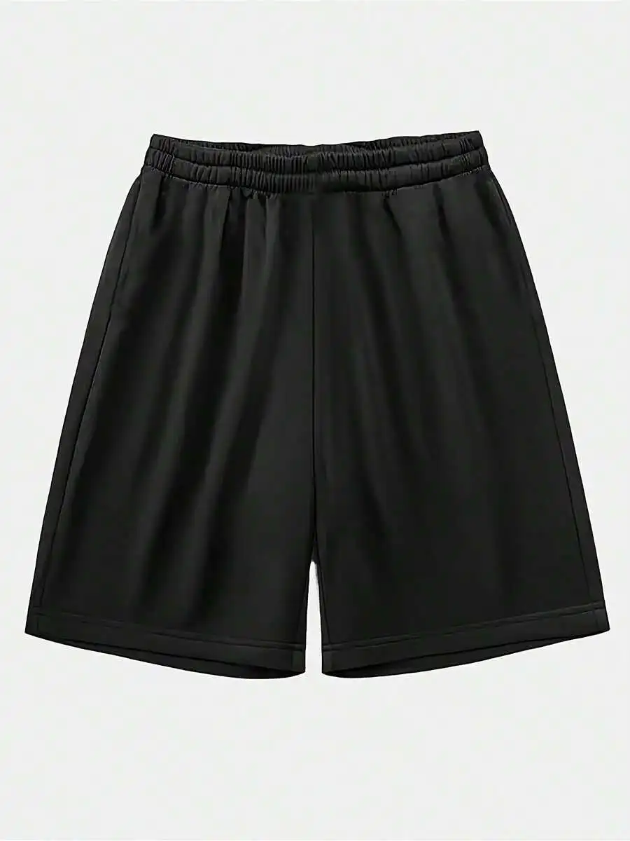 

Mens Casual Sport Shorts Elastic Waist Loose Fit Black