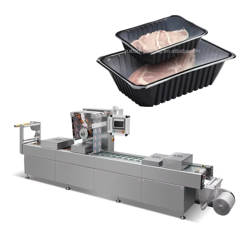 Multi Function Packaging Machines for Meat,  DLZ Rigid Chicken Meat Thermoforming Packing Machine for Sticky Meat with Gas Fill