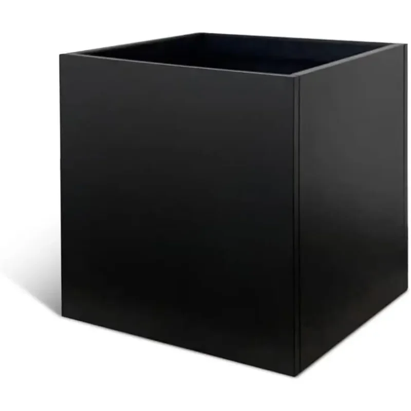 Galvanized Steel Planter Box Black Metal Planter 20Inch Large Square Indoor Outdoor Planters Cube Steel Heavy Duty Planter Powde