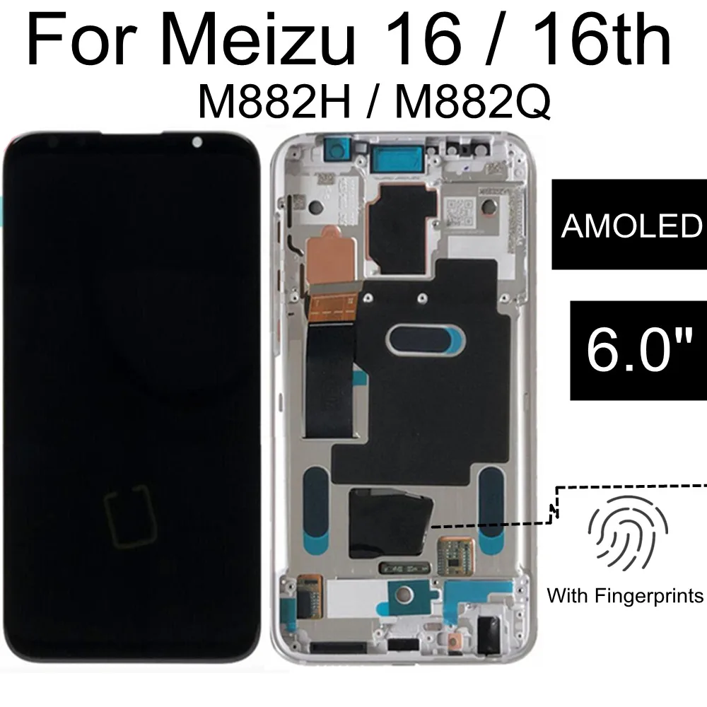 AMOLED FOR Meizu 16 LCD Display Touch Screen Replacement Accessories for Meizu 16th M882H / M882Q LCD