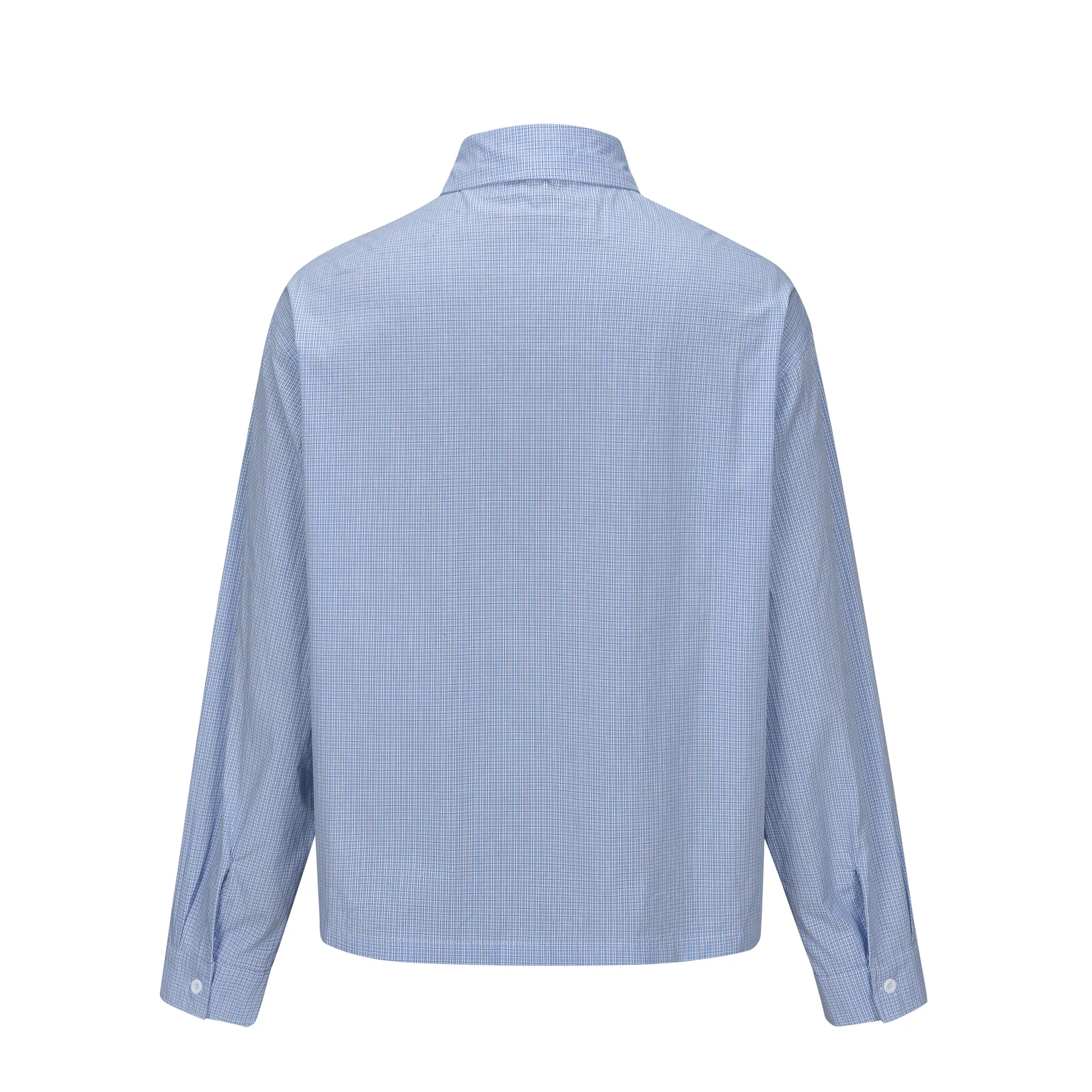 American Retro Preppy Cropped Plaid Long-Sleeve Shirt Unisex Loose-Fit 100% Cotton Work Shirt Couple-Style Casual Outerwear