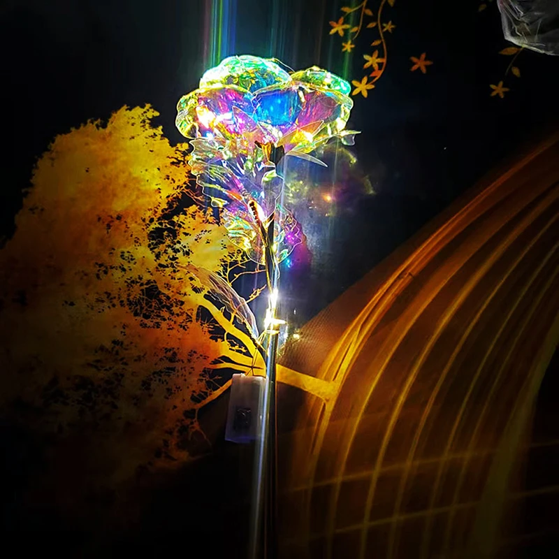 Galaxy Rose Eternal 24K Gold Flower Foil luminous Artificial Roses Valentines Day Gift Beauty Golden Flowers for Wedding Decor