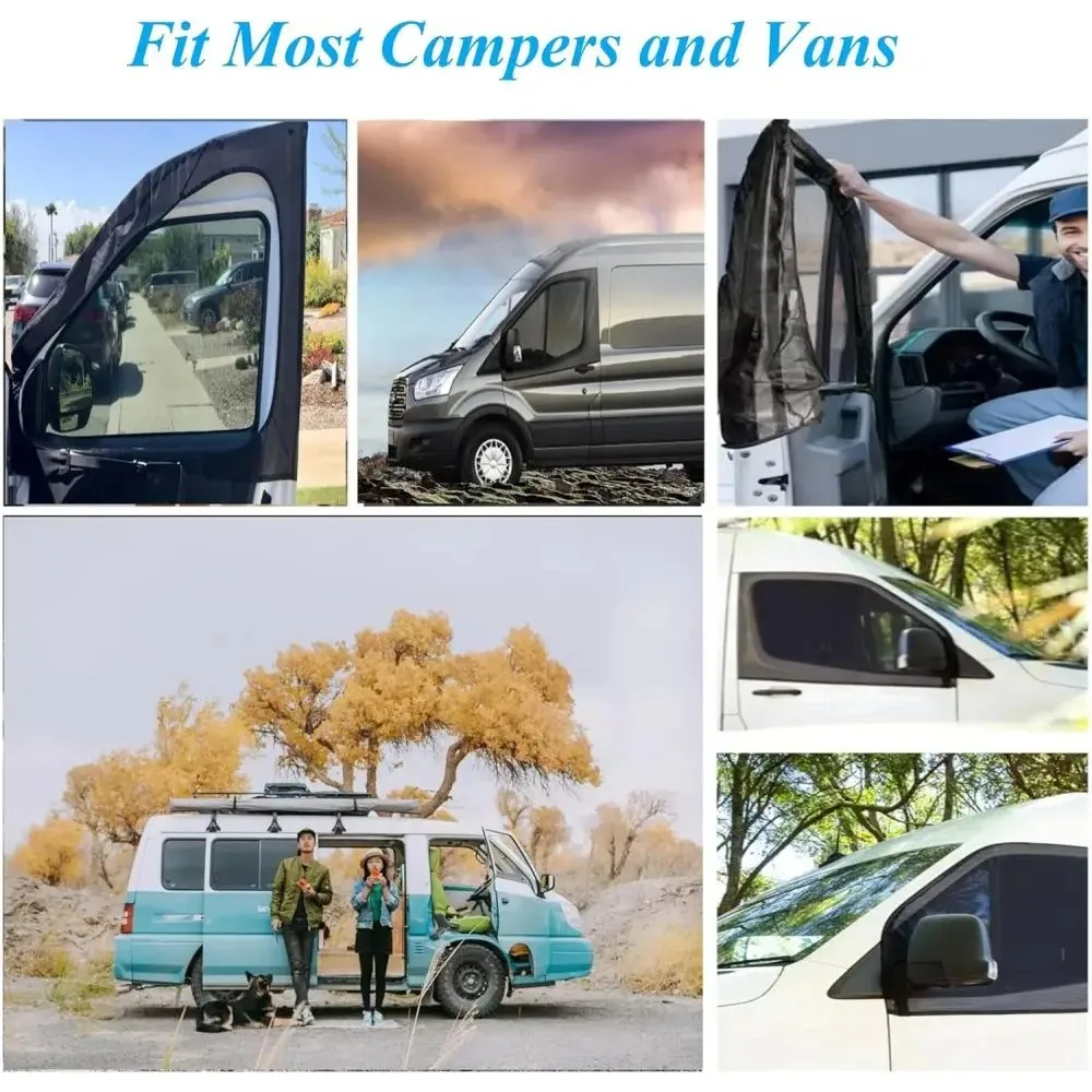 2Pcs Magnetic Car Door Window Bug Screen 106*74cm Universal Front‑Door Mosquito Net Screen for Camper Van Motorhome Caravan view 5