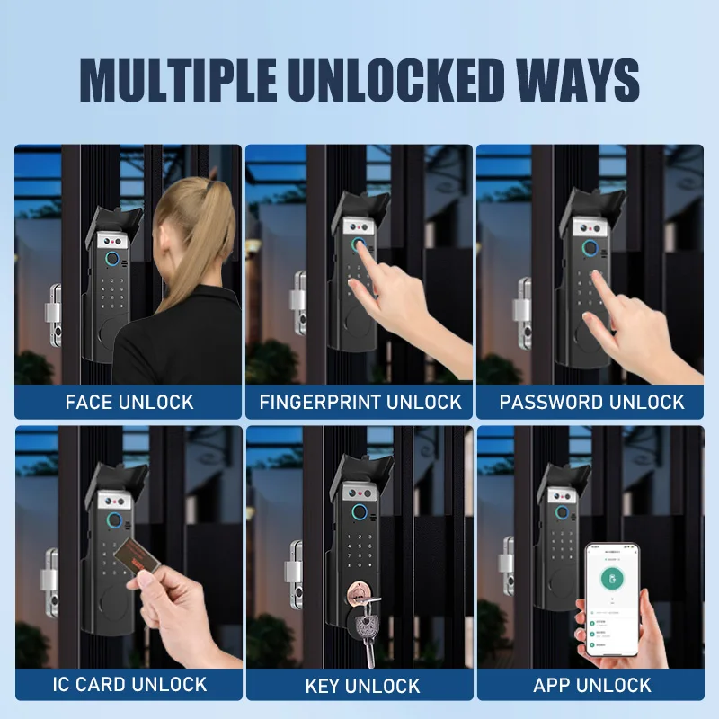 Face Recognition Door lock With Smart Doorbell & 2 Smart Cat's Eye Camera Support Visual Intercom by Tuya Smart Life App