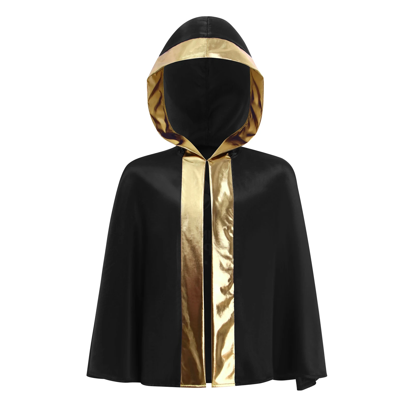 

Kids Boys Girls Boxing Competition Costume Halloween Boxer Cosplay Cloak Open Front Metallic Trim Back Hooded Boxer Robe