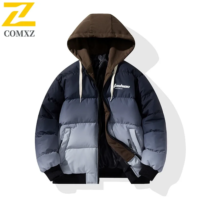 

COMXZ Мужская хлопковая стеганая куртка в гонконгском стиле, модная зимняя куртка больших размеров для кемпинга, катания на лыжах, 2025 г., дорожная толстая теплая стеганая куртка