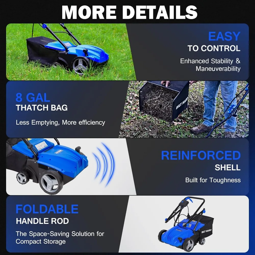 محرك نحاسي كهربائي 12 أمبير، عرض جرف 13 بوصة، كيس مناديل سعة 8 جالون، مهوية 2 في 1 خلف العشب #4