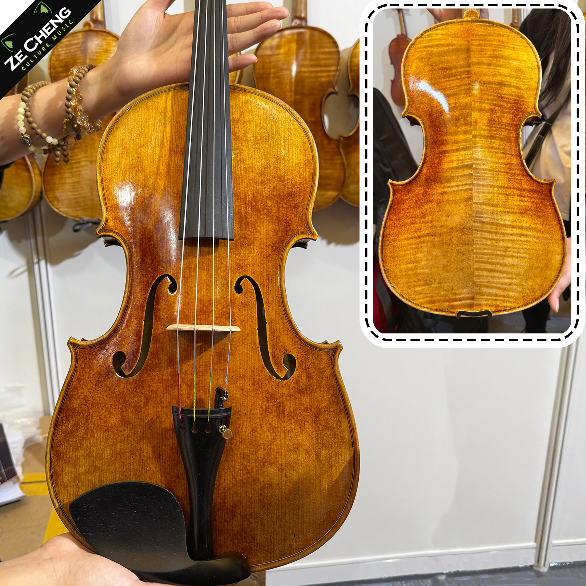 

Vintage Antique Style Musical Instrument with Bow & Case, Professional for Adults Students