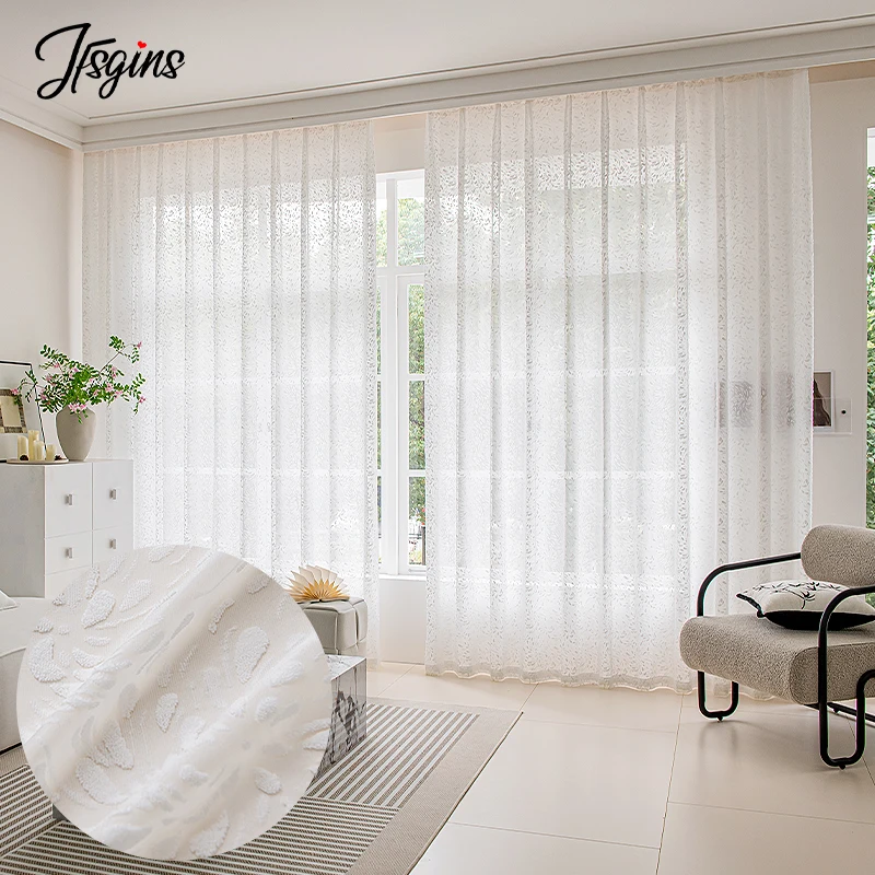 White Sheer Voile Curtains for Bedroom Living Room Blinds Tulle Curtain for Windows Balcony Ready-made Treatment Wedding Decor