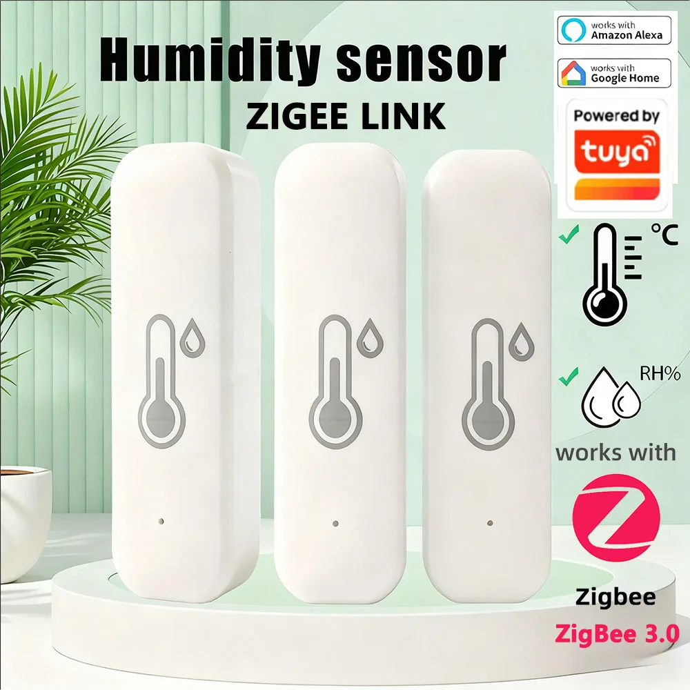 Tuya ZigBee 3.0 Smart Temperature Humidity Sensor Smart Home Indoor Monitor Real-Time App Alerts Smart Life Alexa Google Home