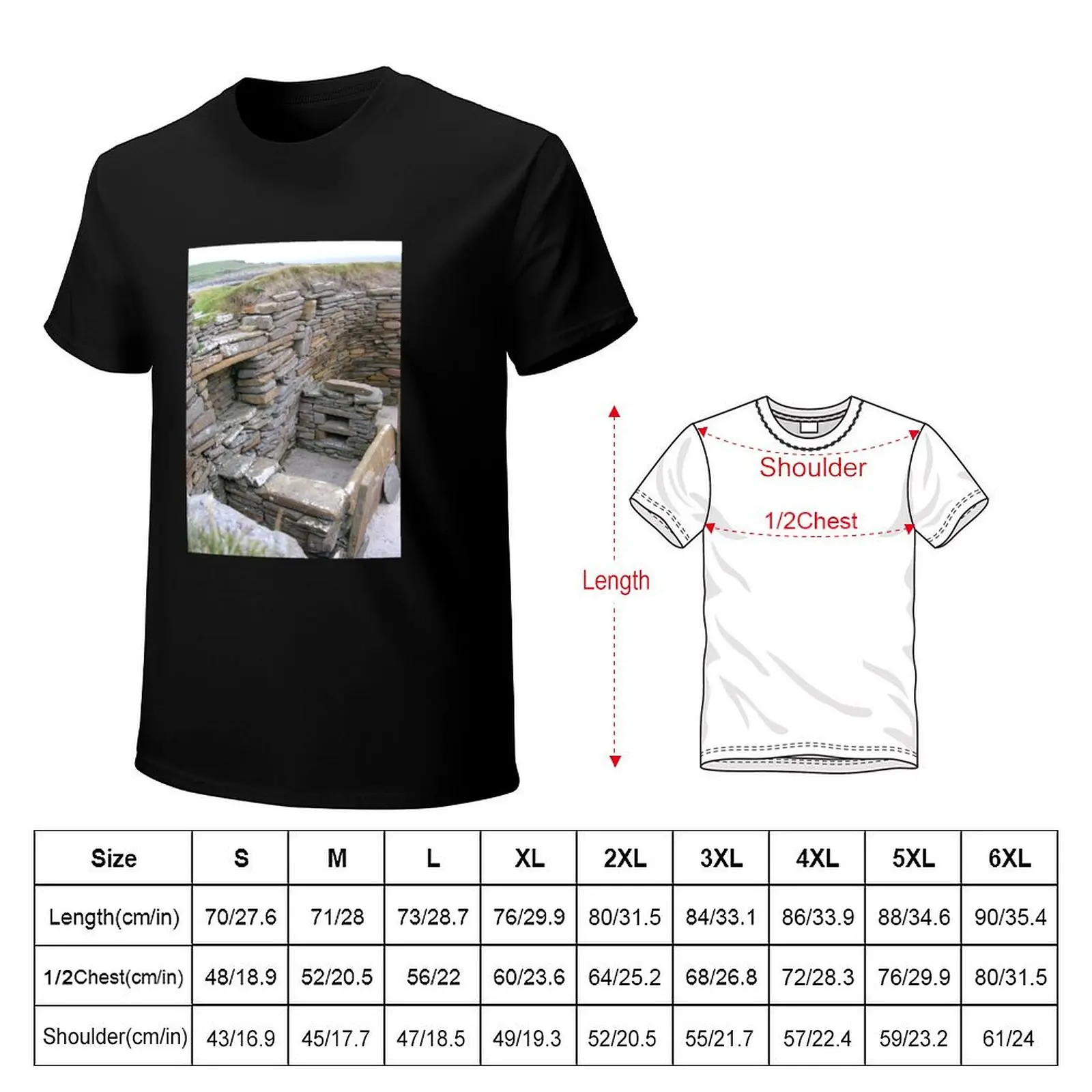 Interior of Neolithic house, Skara Brae T-Shirt Casual Loose Fit Summer Tee Shirt
