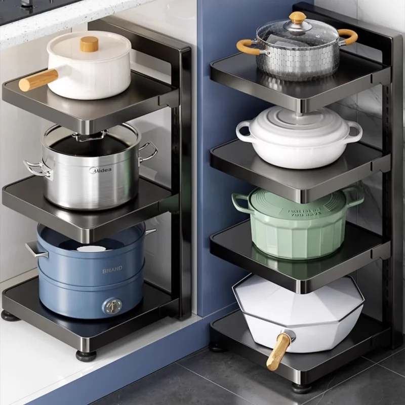 

Kinno Multi-Functional Metal Kitchen Storage Rack Household Multi-Layer Cabinets Sink Pot Rack Hot Sale