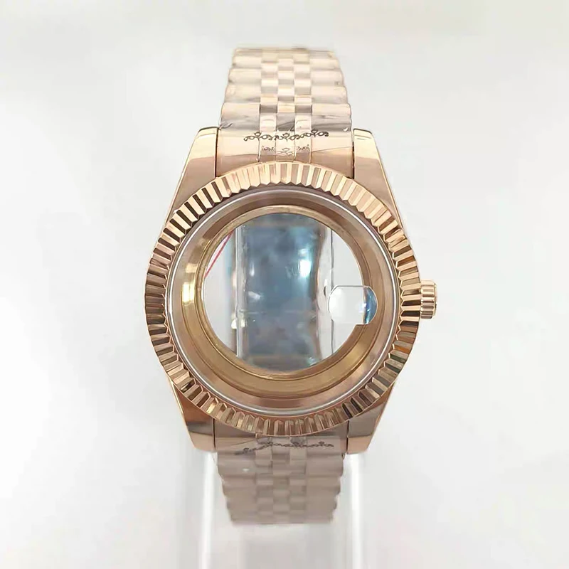 Нержавеющая сталь 316L, 41 мм, розовое золото, корпус для часов в классическом стиле + ремешок, циферблат 28,5 мм, водонепроницаемый, подходит для механизма 8285