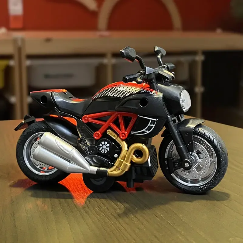 1/14 Alloy Return Motorcycle Model Simulation Motorcycle Car Model Sound And Light Push Pull Kids Toys For Boys Christmas Gifts