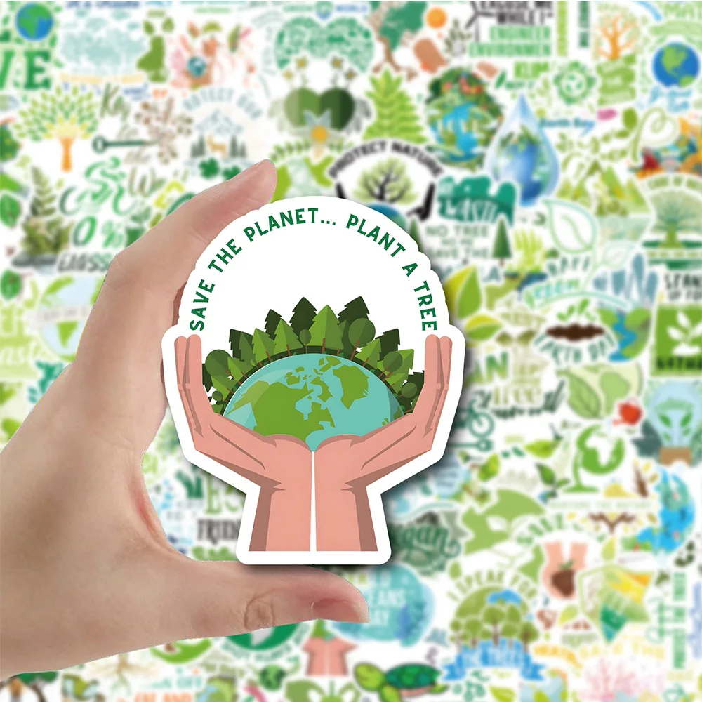 10/30/50/100 قطعة حماية بيئة الطبيعة ملصقات حفظ شجرة يوم الأرض الكرتون الشارات DIY بها بنفسك الأمتعة الهاتف دفتر ملصق ديكور #4