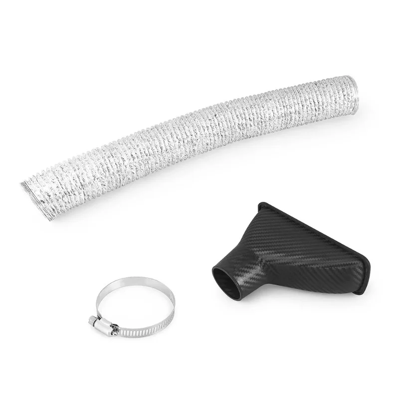 BX102299-2 Car modification: Front bumper intake pipe carbon patterned air funnel kit, intake horn air outlet universal type