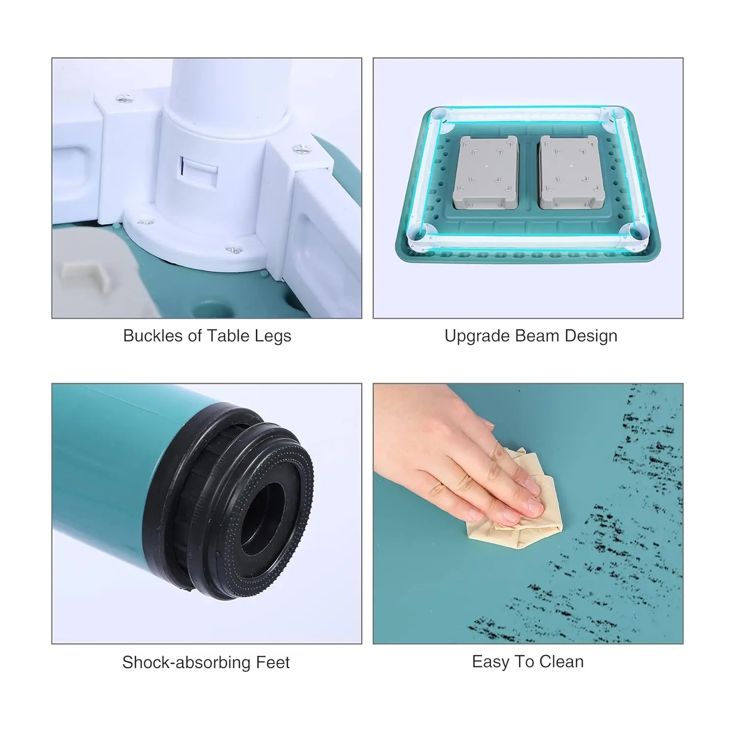 طقم طاولة أطفال وكرسيين، ارتفاع قابل للتعديل، 3 في 1 طاولة بناء متعددة الأنشطة مع كرسيين، صناديق تخزين، أزرق #4