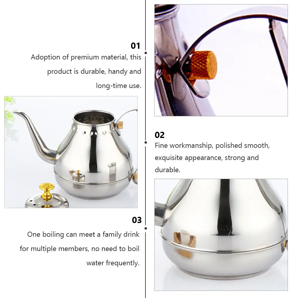 

Stainless Steel Teapot Household Tea Kettle Large Capacity Retro Whistling Kettle Flat Bottom Fast Boiling Family