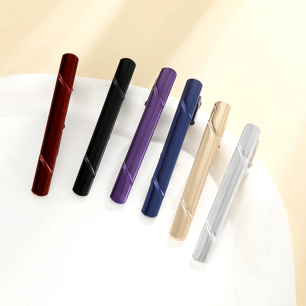 Multi-Color Metal Tie Clip Sleek Diagonal Groove Design Gentleman Necktie Bar Clips for Business Formal Occasions
