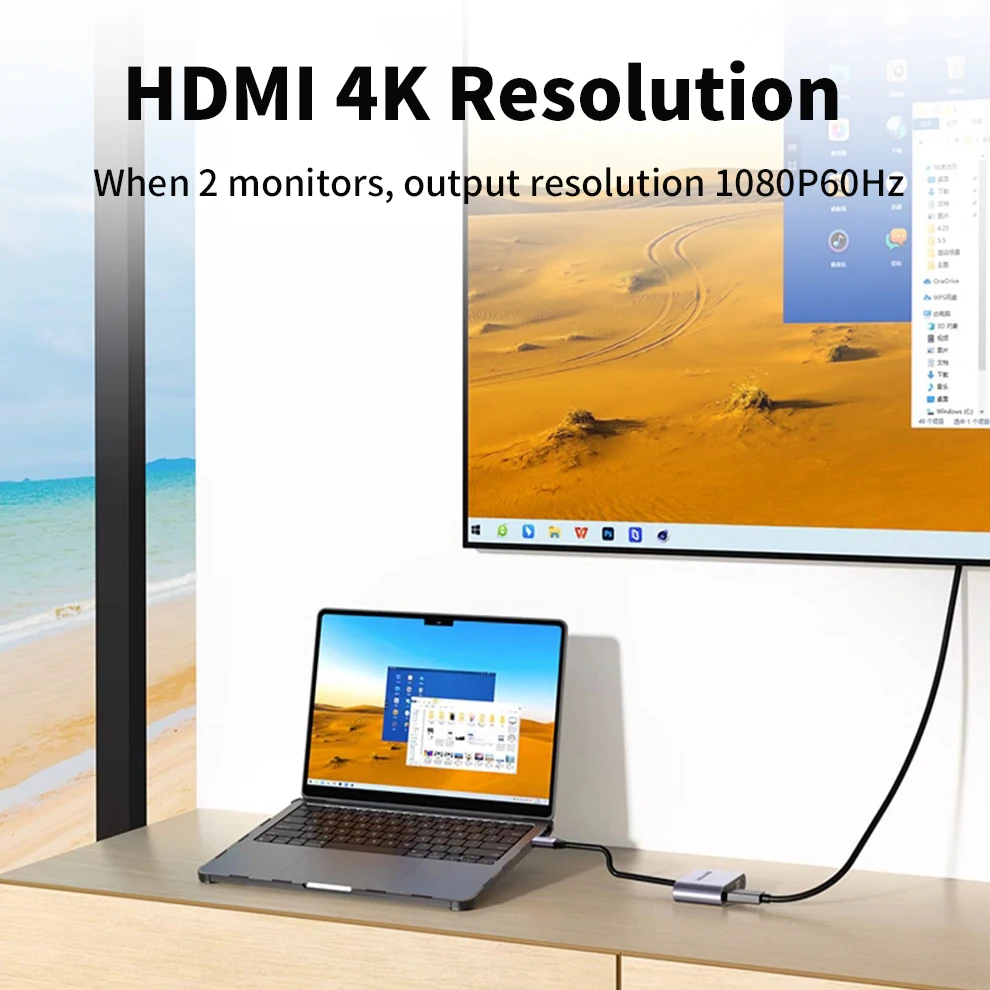 Unnlink 4K USB C إلى HDMI VGA USB PD محور محطة الإرساء نوع C محول ل شاومي ماك بوك سامسونج S20 Dex هواوي