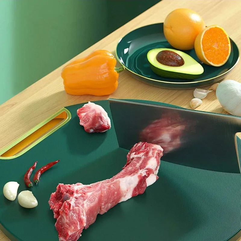 Anti-mildew PE Cutting Board Anti-skid Chop Bone Green Cutting Board Round Double-sided Chopping Board Kitchen Supplies