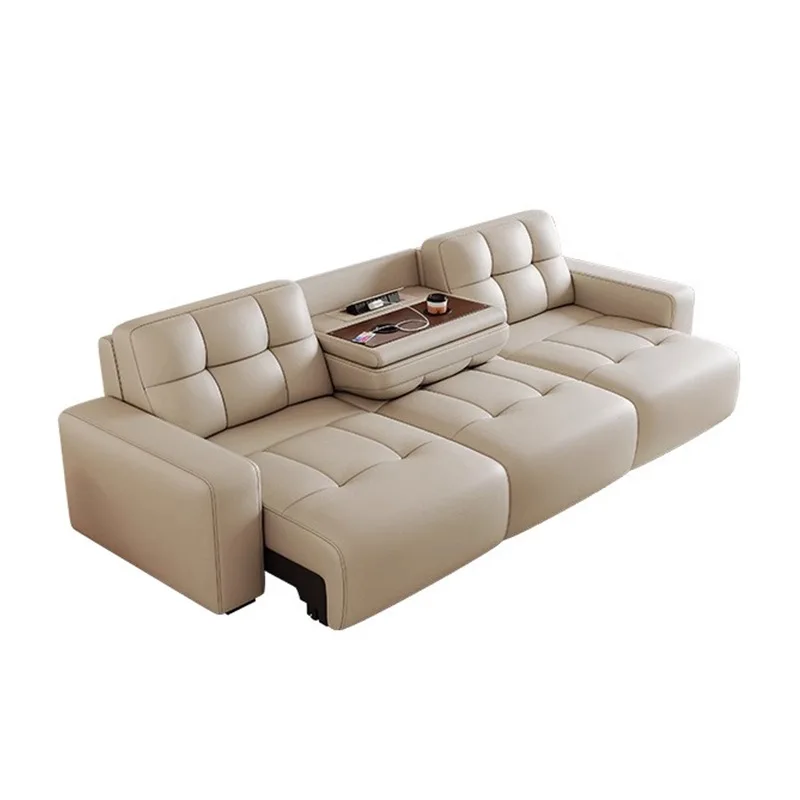 Italian minimalist electric sofa first layer cowhide living room with coffee table multi-function first-class space capsule leat