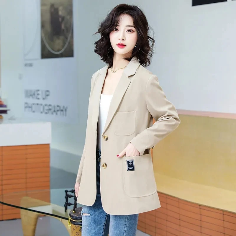 High-end High Street Casual Blazer Anzug frauen Frühling Herbst Mode Khaki Blazer Mantel Büro Dame Kleine Anzüge jacke Tops Neue