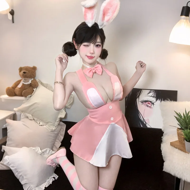 Pure Desire Erotic Lingerie Soft Cute Rabbit Tempting Cosplay Set Sexy Date Exposed Buttocks Tempting Passion Tempting Nightgown