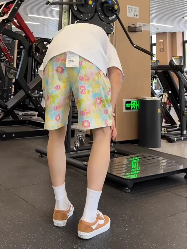 

Dopamine Floral Beach Shorts Loose Fit Lightweight Casual Men's Summer Fashion Brand Straight Leg Outdoor Shorts