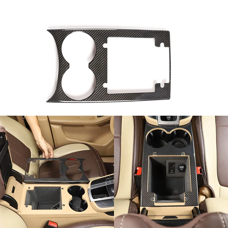 

1-piece Set Real Carbon Fiber For Porsche Macan 2014-2022 Car Teacup Storage Panel Decoration Sticker Car Protection Accessories