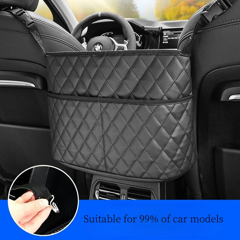 Auto-Geldbörsenhalter - Robuster Leder-Sitzrücken-Organizer, Vordersitz-Aufbewahrungsbarriere, Aufbewahrungstasche mit Netz für Haustiere und Kinder im Fahrerraum – Detail 7