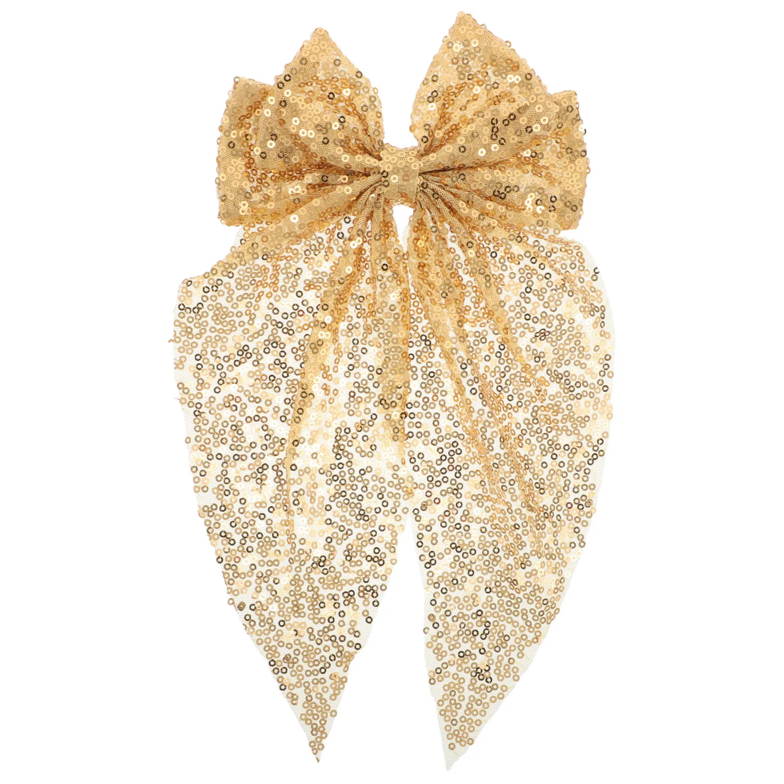 Large Gold Sequin Bow Hair Clip Oversized Sparkly Hairpin for Women Elegant Hair Accessory for Party Wedding Prom Daily