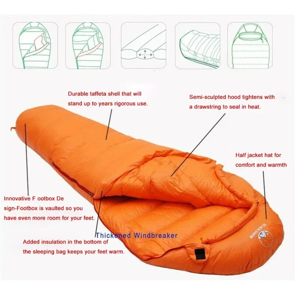 Winter Ultralight Sleeping Bag Pole Goose Down Trekking Tourism and Camping Pack Outdoor Mountaineering Supplies Base Equipment