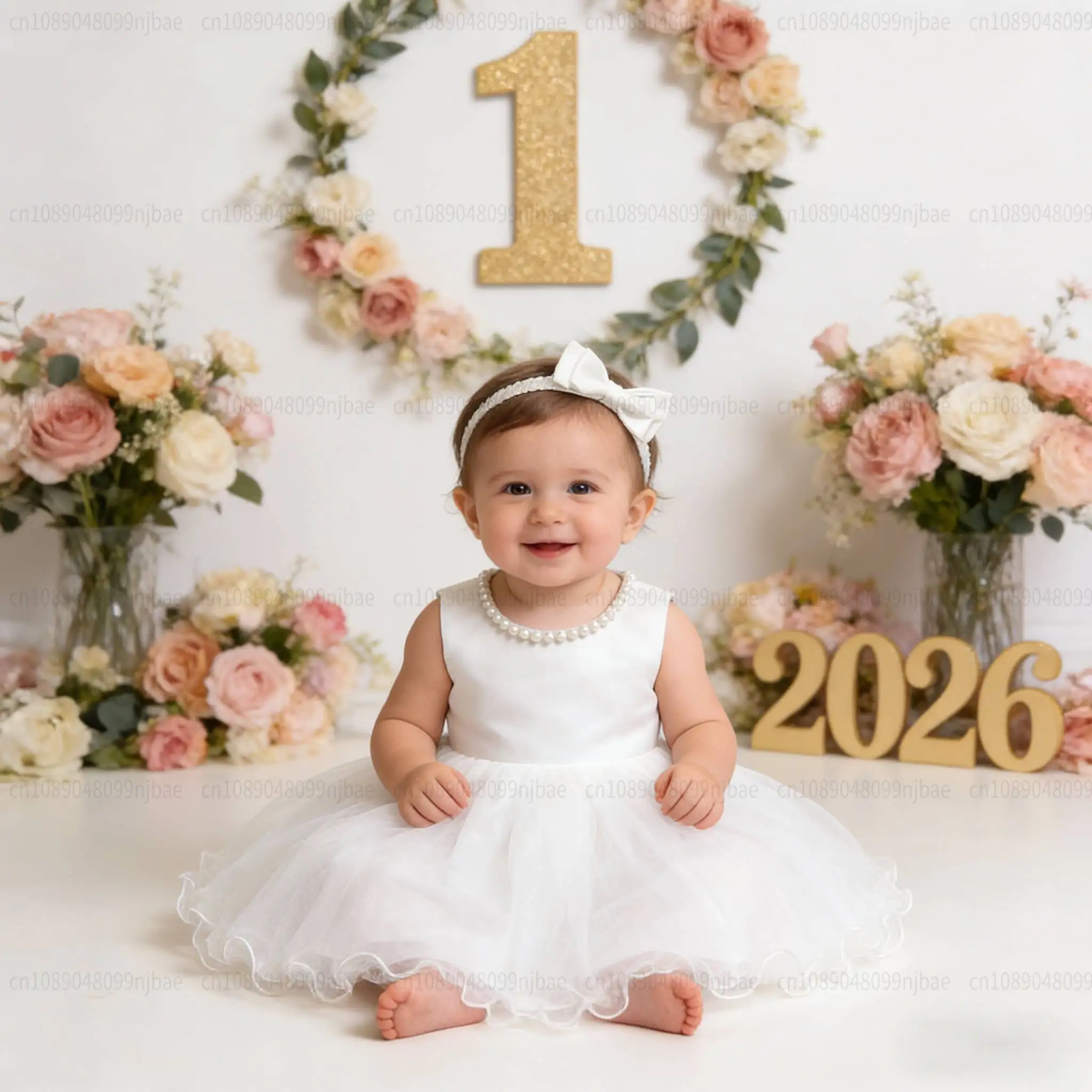 baby White Wedding Dress Satin Princess Baby Girl Bridemaid Dress with Bow 1 Year Birthday Baptism Party Dress for Girl 3 6 9 12