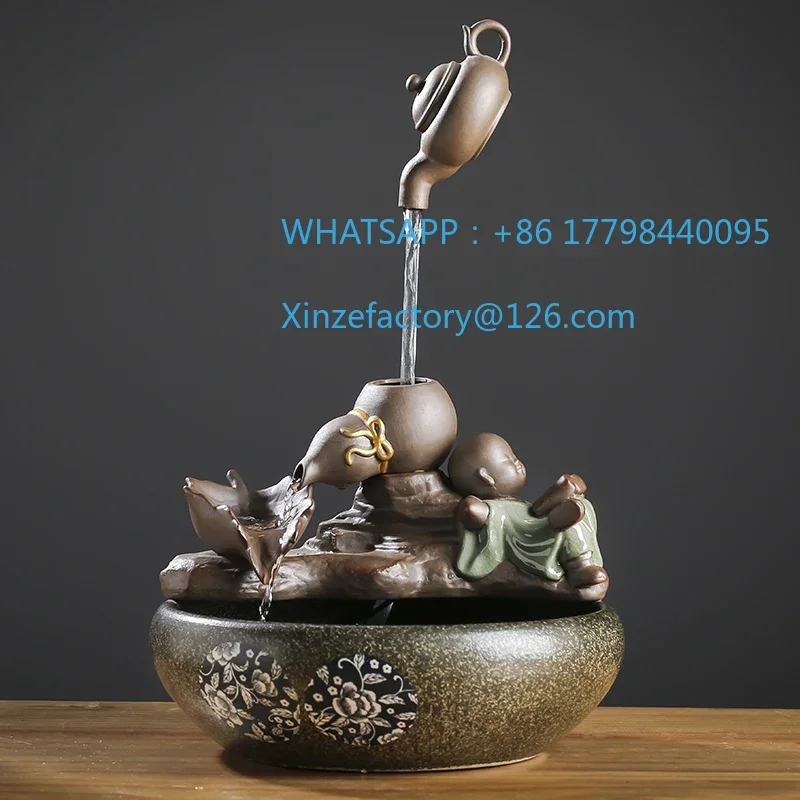 تخصيص الإبداعية السيراميك نافورة الماء الجارية المرطب زخرفة محظوظ فنغ شوي عجلة غرفة المعيشة مكتب المياه الجارية #2