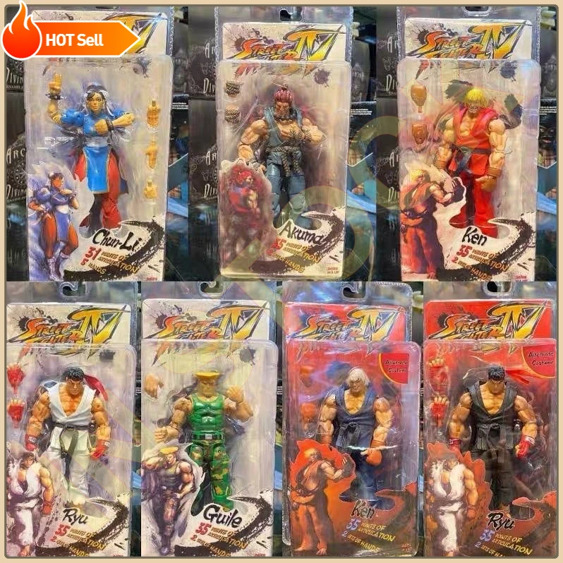 

Neca Street Fighter Ryu Ken Chun Li Guile Gouki Anime Figure Game Derivative Character Action Figurine Movable Model Toys