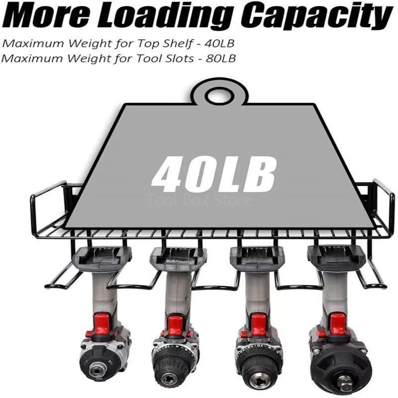 Imagem -04 - Rack de Ferramentas Elétricas de Camadas Suporte de Montagem na Parede Armário de Ferramentas de Armazenamento Resistente Broca Chave de Fenda Prateleira de Armazenamento para Oficina Garagem