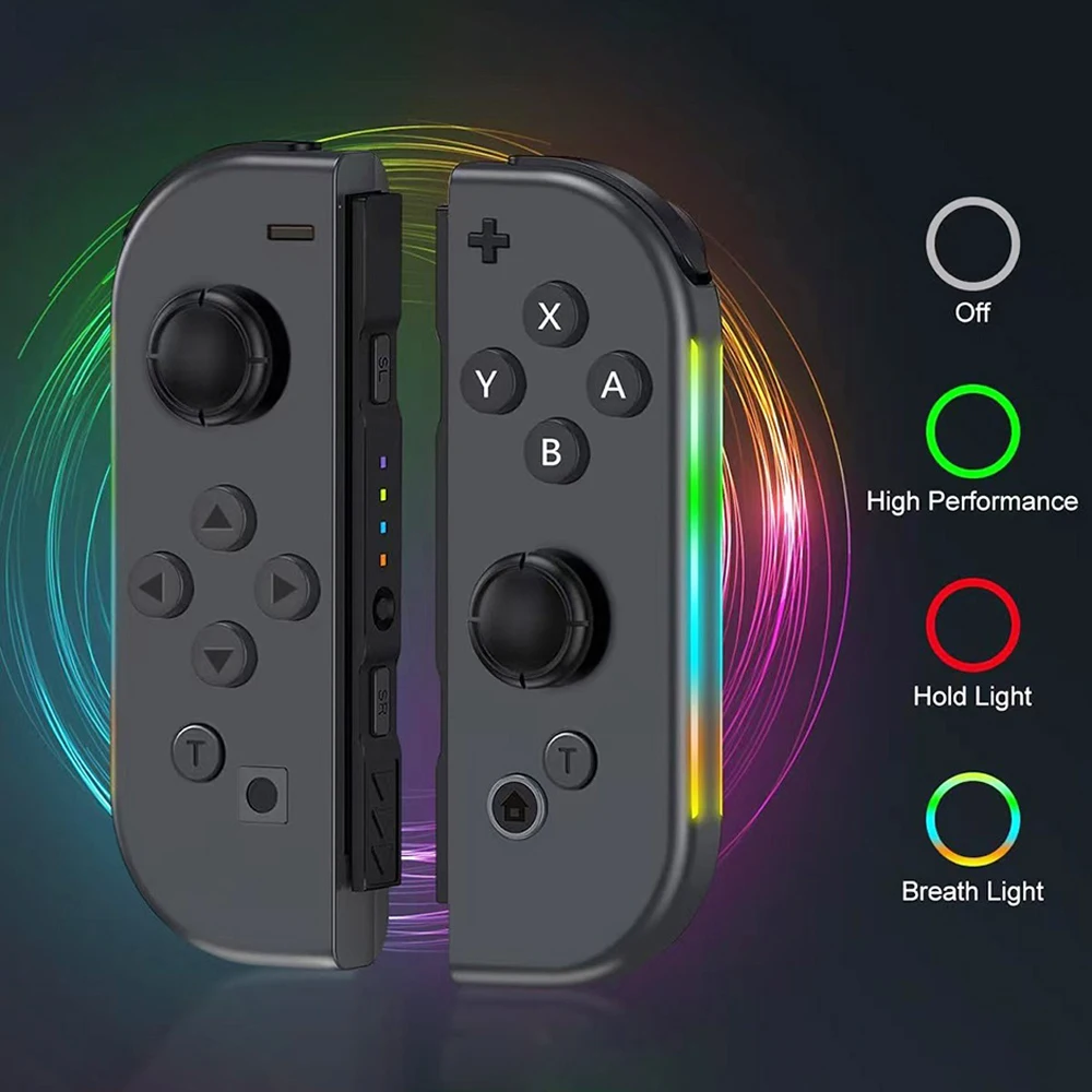 RGB Color Lights Joycons Gamepad For Nintendo Switch/Lite/Oled Bluetooth Wireless Controller Joystick With Six-axis Body Sense